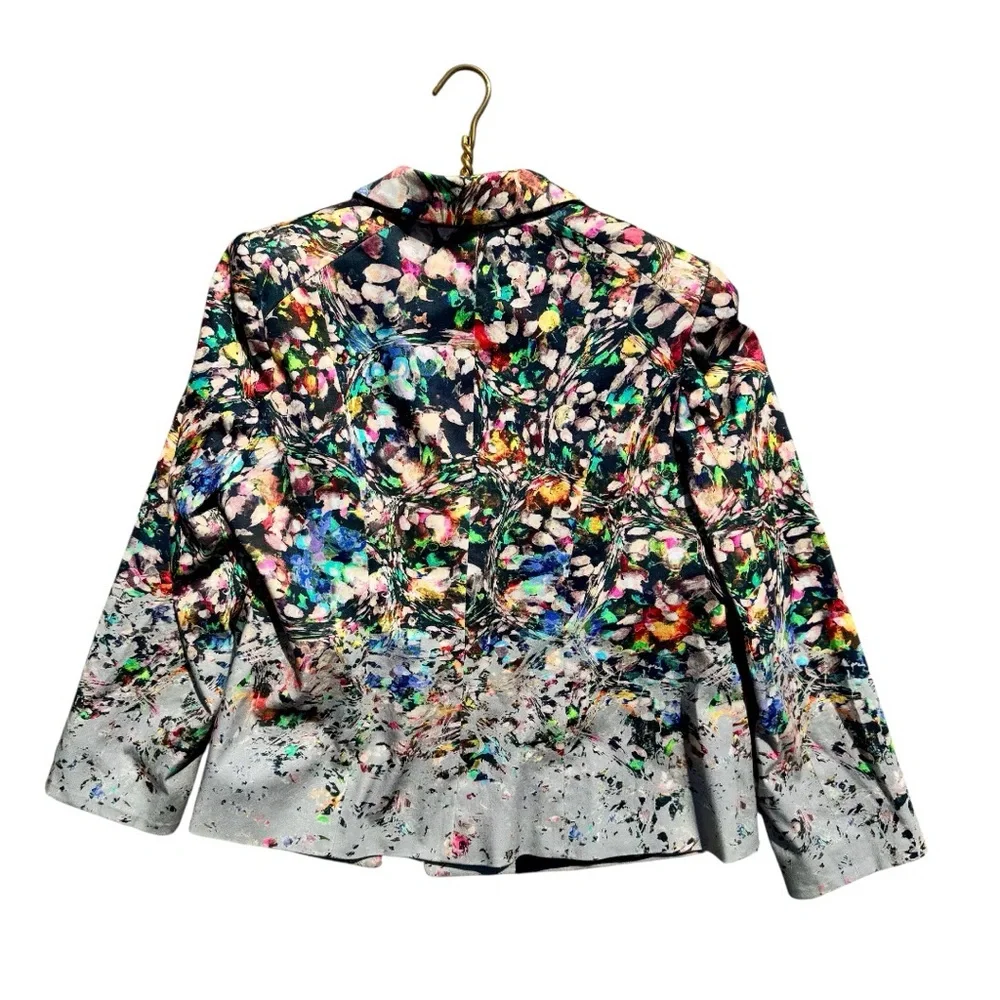 Marina Rinaldi Women’s Multicolor Floral Print Blazer Cotton Stretch Jacket M